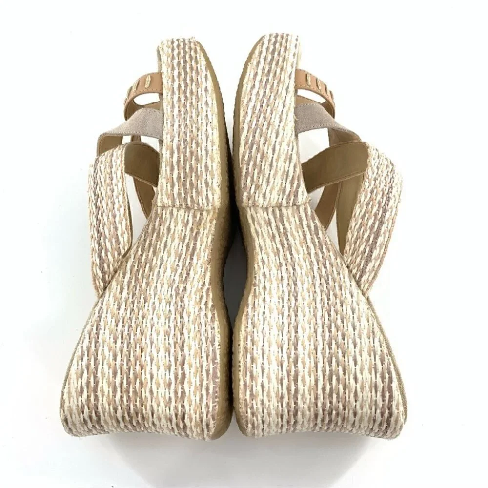 Xhilaration sandals 9 gray tan leather suede chunky platforms vintage y2k 90s
